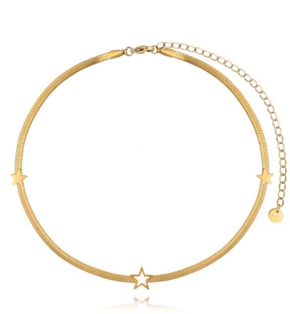 Naszyjnik żmijka z gwiazdkami złoty Ornate NSA1287