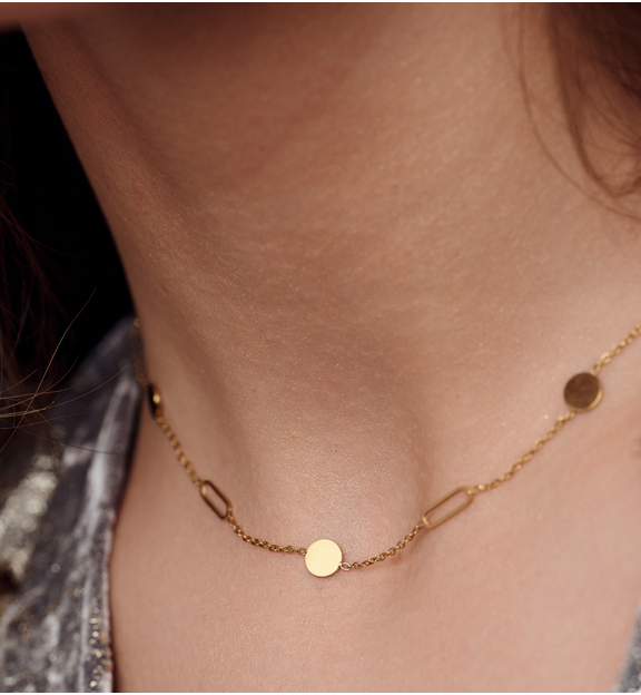 Zestaw biżuterii z delikatnymi blaszkami złoty ZN0107