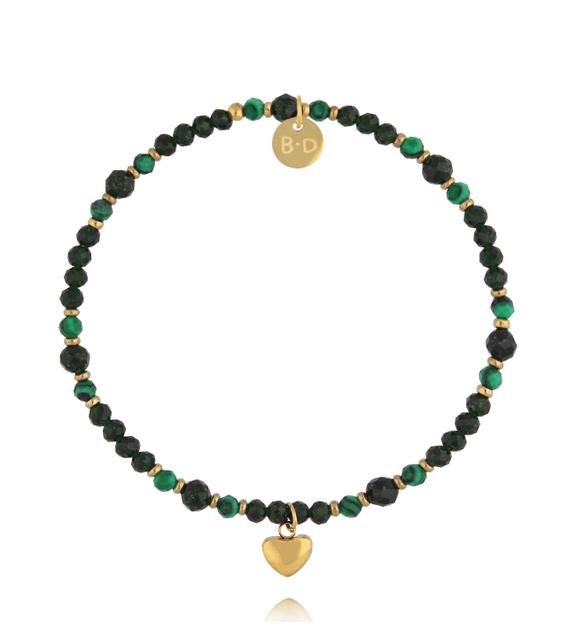 Bransoletka zielona z sercem BTW3746