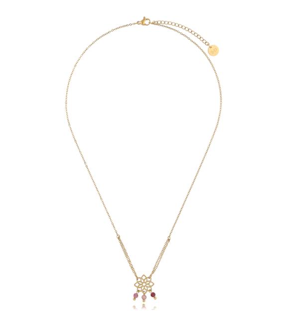 Naszyjnik z rozetką i różowymi turmalinami Sorcery NSY0152