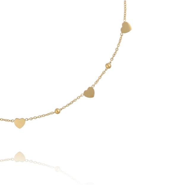 Naszyjnik z drobnymi serduszkami i kuleczkami w kolorze złota NSY0926
