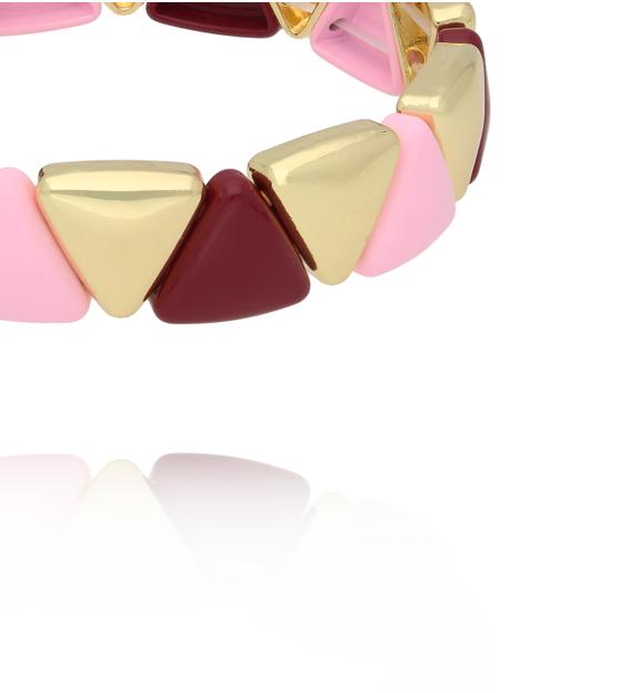 Bransoletka elastyczna w odcieniach różu, bordo i złota BCR0096