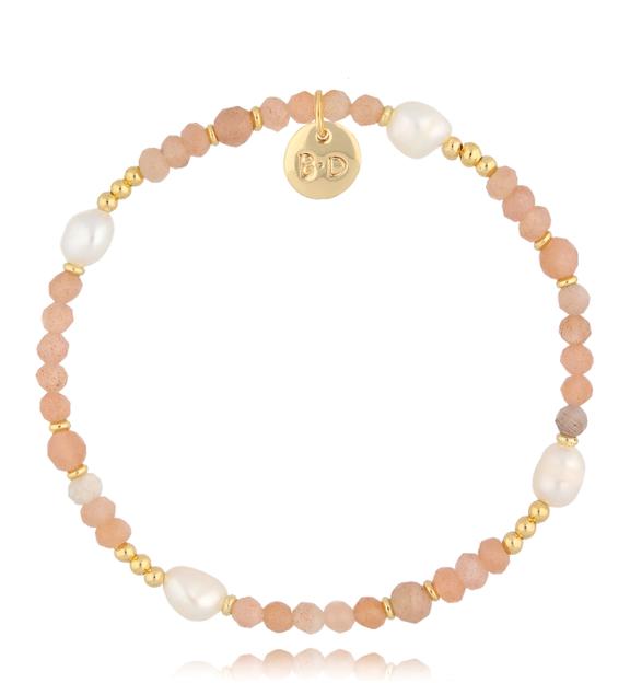 Bransoletka brzoskwiniowa z kamieniami słonecznymi BTW2708