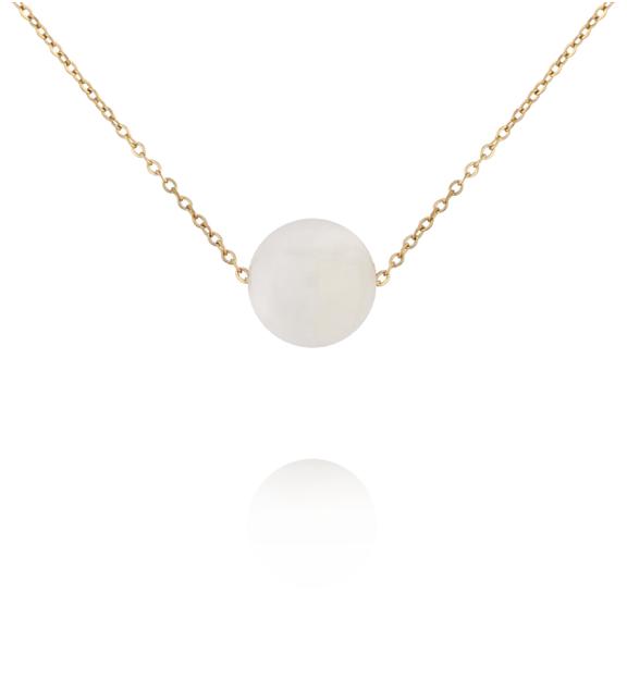 Naszyjnik z kamieniem księżycowym na delikatnym złotym łańcuszku NLB0384