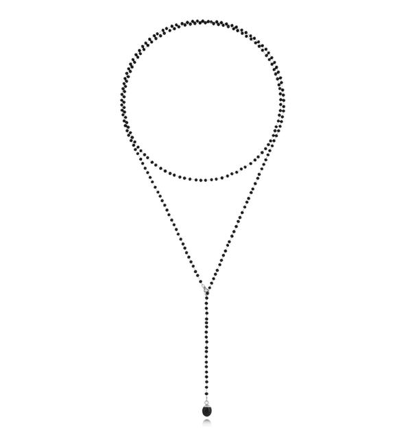 Naszyjnik z czarnymi kryształkami i obsydianem Cristalli NPA1168