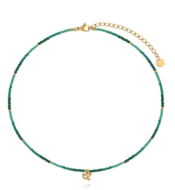 Naszyjnik zielony z  zawieszką ptaszkiem NTW1633