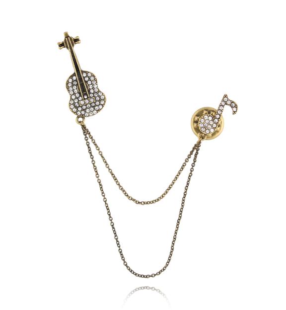 Broszka złota z instrumentem i nutką Musique BRSS0208