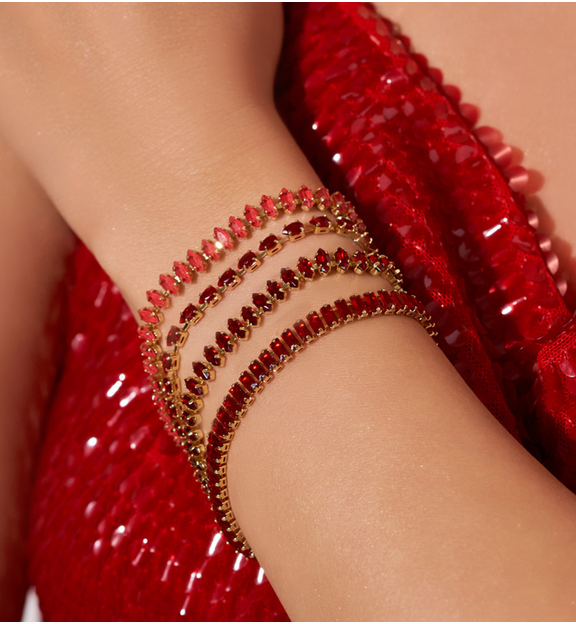 Bransoletka złota z czerwonymi kryształkami Honestly BSS0055