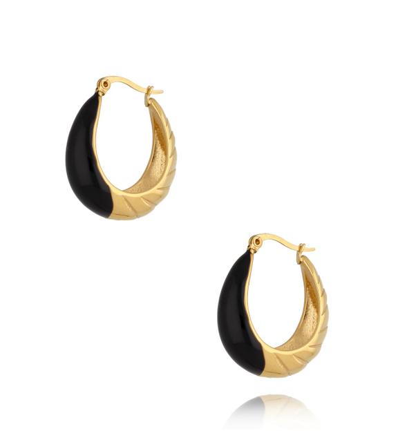 Kolczyki złote z czarną emalią Black Twist KSA0933