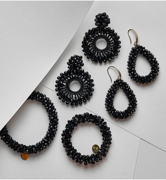 Gumka do włosów z kryształkami czarna Luminous GWE0028