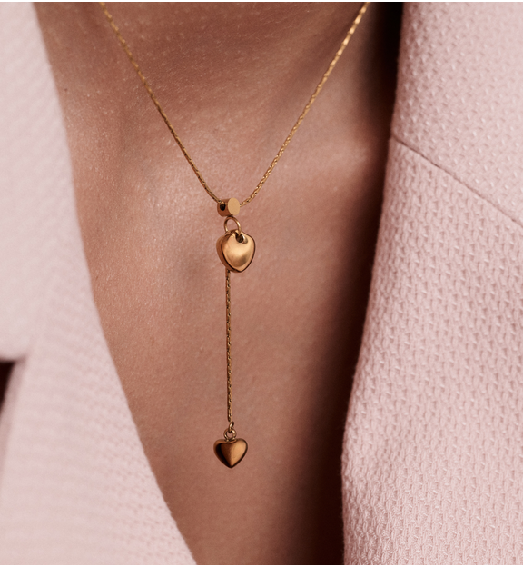 Naszyjnik z podwójnym motywem serca NSY0848