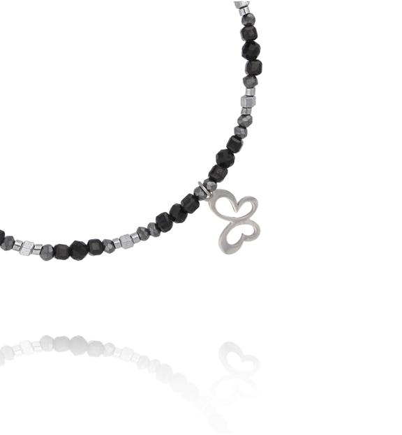 Bransoletka z hematytami i motylkiem BTW3668