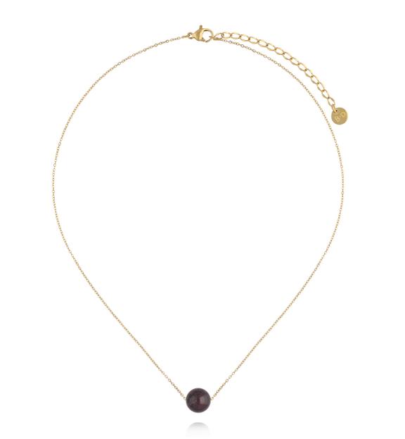 Naszyjnik z granatem na delikatnym złotym łańcuszku NLB0388