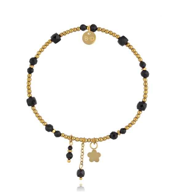 Bransoletka z czarnego turmalinu i hematytu z zawieszkami BTW3578