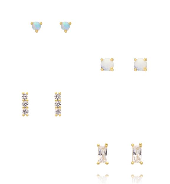 Zestaw kolczyków pozłacanych geometrycznych KLT0023