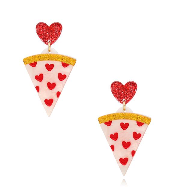 Kolczyki z pizzą i serduszkami Pizza Lover KZA0208