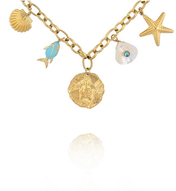 Naszyjnik z zawieszkami inspirowanymi morzem NSH0136