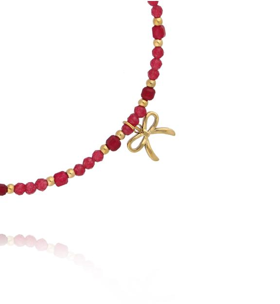 Bransoletka z jadeitu i zawieszką kokardki BTW3526