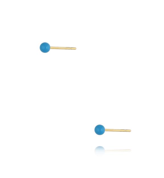 Kolczyki złote kulki z niebieską emalią 3 mm Enamel Balls KSA1437