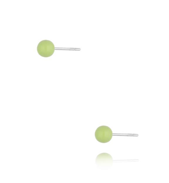 Kolczyki kulki z zieloną emalią 4 mm Enamel Balls KSA1707