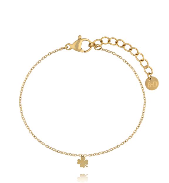 Bransoletka z koniczynką na złotym łańcuszku dla córki BSY0547
