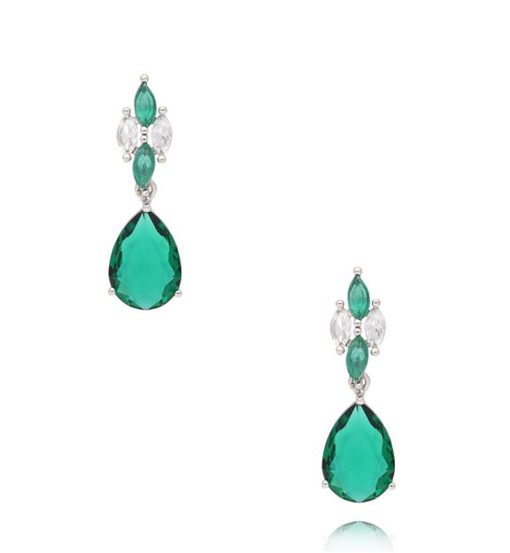 Kolczyki srebrne z zielonymi kryształkami Allen KSS1658