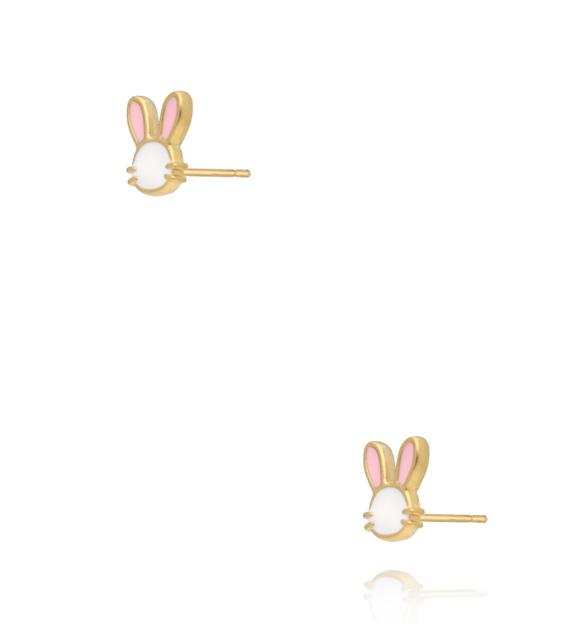 Kolczyki króliczki z różową emalią KSY0679