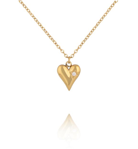 Naszyjnik z minimalistycznym sercem i cyrkonią NSY0845