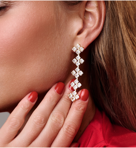 Kolczyki z motywem koniczynek z cyrkoniami KSS2157