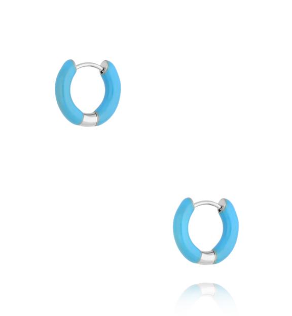 Kolczyki niebieskie kółka emaliowane srebrne KSY0234