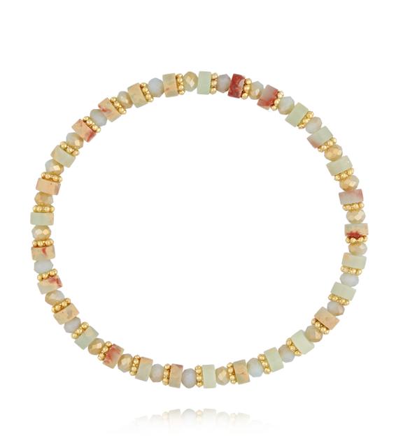 Bransoletka z jaspisu cesarskiego i szklanych koralików BTW3629