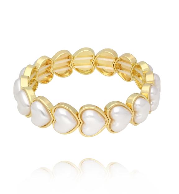 Bransoletka z perłami w kształcie serc BCR0027