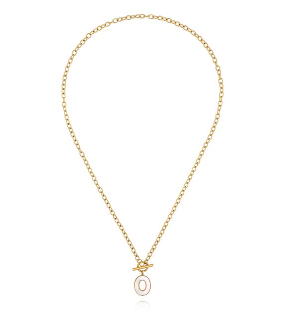 Naszyjnik z literą O i zapięciem toggle NSY0866