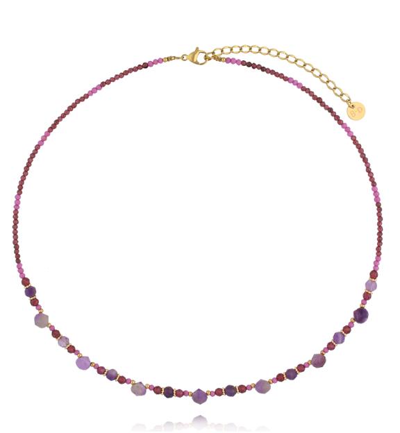 Naszyjnik z kamieniami naturalnymi i złotymi akcentami NTW1567