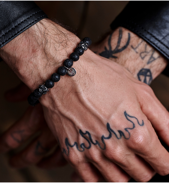 Bransoletka z lawą i czaszkami Hakon BMITC0598