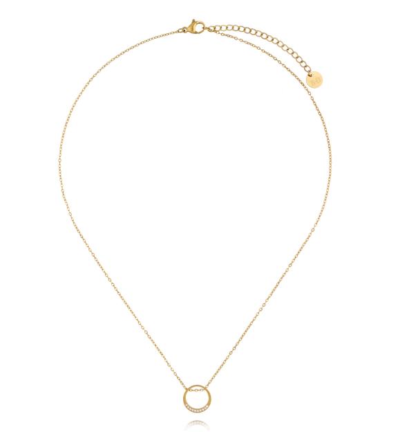 Naszyjnik z okrągłą zawieszką i subtelnymi kryształkami NSY0907