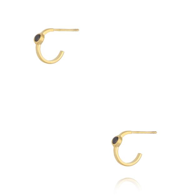 Kolczyki mini kółeczka z czarną cyrkonią KSA2487