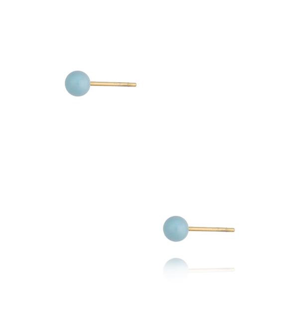 Kolczyki złote kulki z niebieską emalią 4 mm Enamel Balls KSA0795