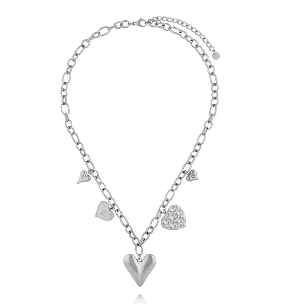Naszyjnik srebrny z sercami NEA0040