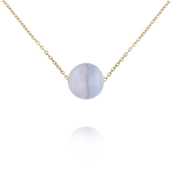 Naszyjnik z chalcedonem na delikatnym złotym łańcuszku NLB0383