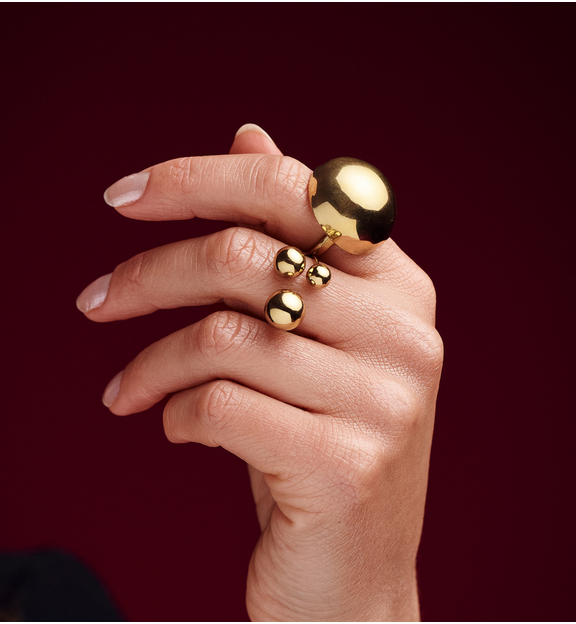 Pierścionek z trzema złotymi kulkami PSA1108