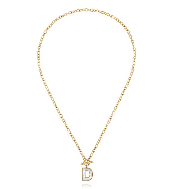 Naszyjnik z literą D i zapięciem toggle NSY0860