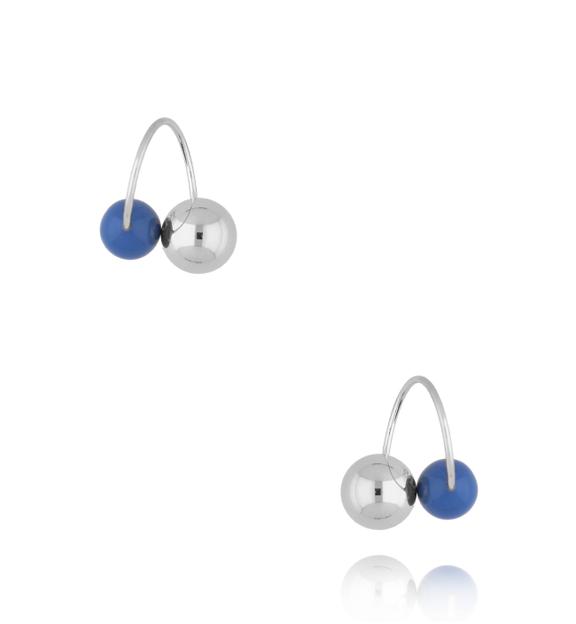 Kolczyki srebrne z kulkami i niebieską emalią Enamel Balls KSA1611