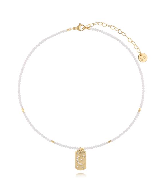 Naszyjnik z kamieniem księżycowym i zawieszką z motywem księżyca NTW1555