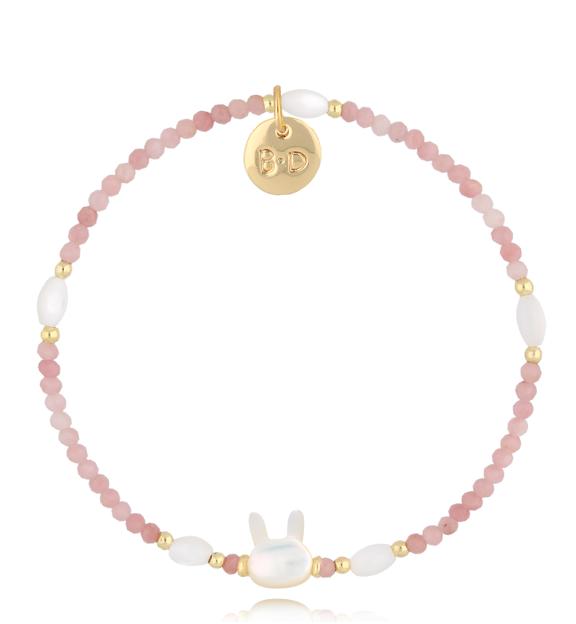 Bransoletka z różowymi opalami i króliczkiem Pink Bunny BTW2276