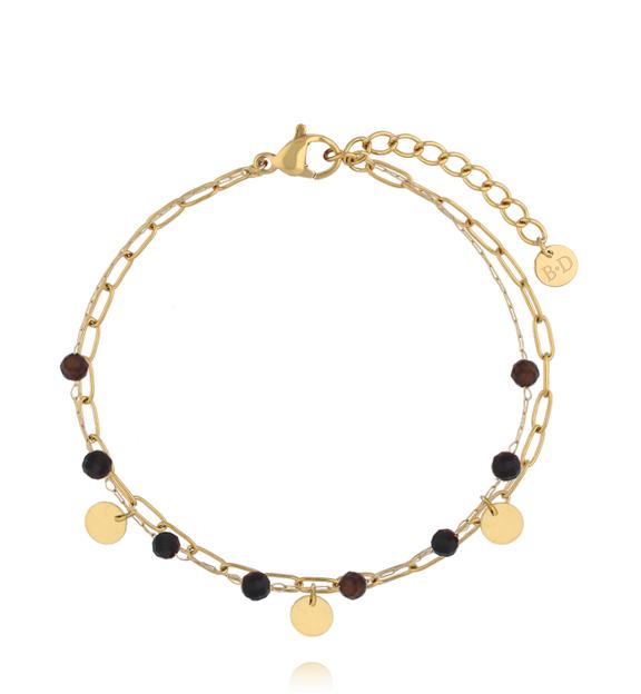 Bransoletka z czarnym agatem złota BEA0040