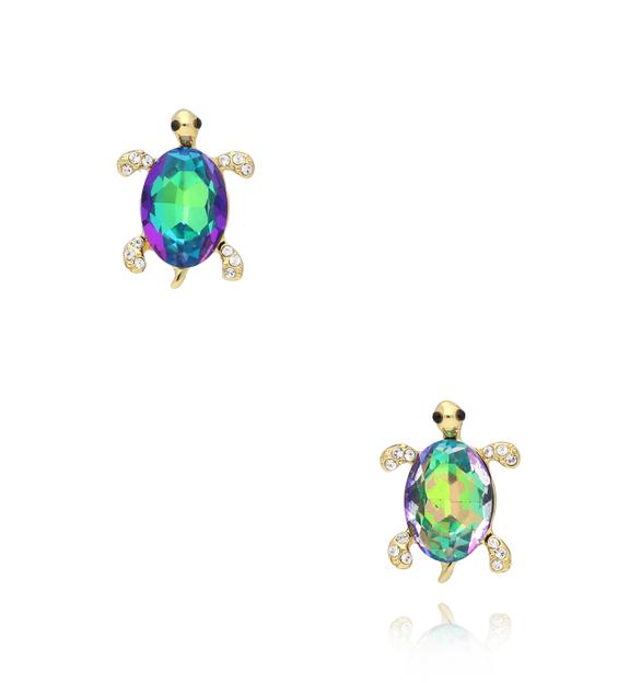 Kolczyki zielone z żółwikiem Lovely Turtles KSS1560