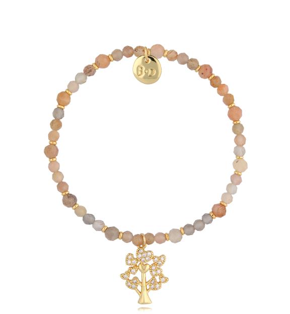 Bransoletka z kamieniami słonecznymi i drzewkiem Sundial BTW1459