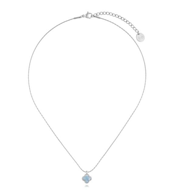 Naszyjnik z niebieską koniczynką srebrny Clover NSY0276