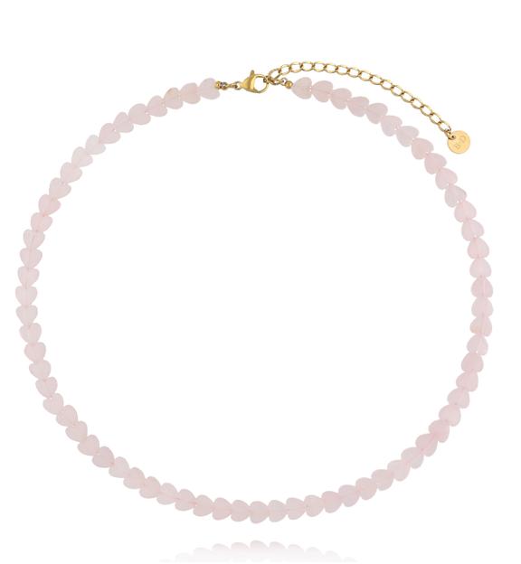 Naszyjnik z kwarcu różowego – serca NTW1650